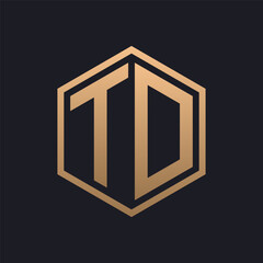 Elegant Hexagon Letter TD Logo Design. Initial Luxurious TD Logo Template