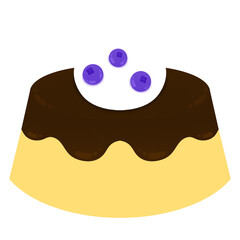 Pudding With Topping Whipped Cream And Blueberry Fruit Cartoon illustration Sweet Cartoon Dessert Cartoon