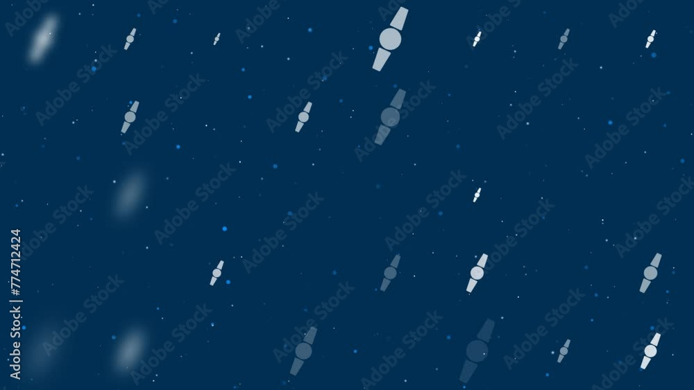 Poster template animation of evenly spaced wristwatch symbols of different sizes and opacity. animation of 
