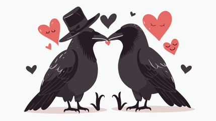 Two funny crows a gentleman seduces a lady cartoon 