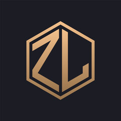 Elegant Hexagon Letter ZL Logo Design. Initial Luxurious ZL Logo Template