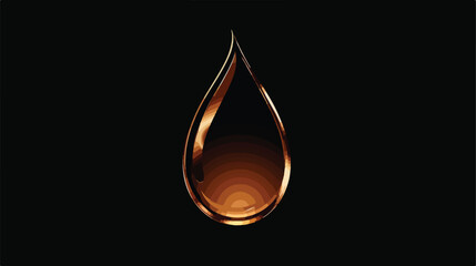 Oil falling drop logo in bronze color on black background