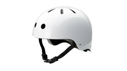 Fototapeta premium A pristine white helmet rests serenely on a white background