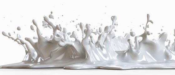Liquid milk splash, paint splash, or glue splash, isolated on white - obrazy, fototapety, plakaty