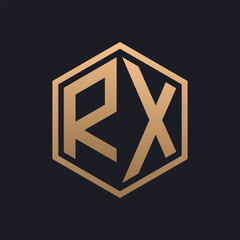 Elegant Hexagon Letter RX Logo Design. Initial Luxurious RX Logo Template - obrazy, fototapety, plakaty