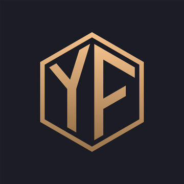 Elegant Hexagon Letter YF Logo Design. Initial Luxurious YF Logo Template