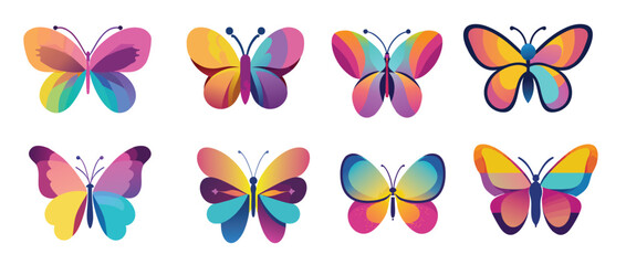 Abstract, minimal butterfly with gradient-filled wings