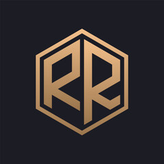Elegant Hexagon Letter RR Logo Design. Initial Luxurious RR Logo Template