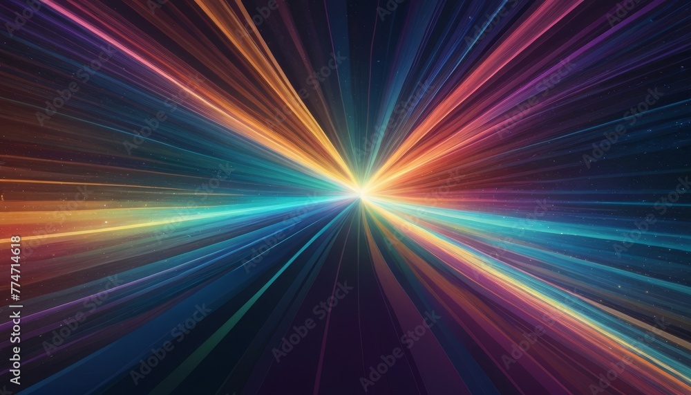 Poster a dynamic representation of traveling at the speed of light through a tunnel of warping colors and s