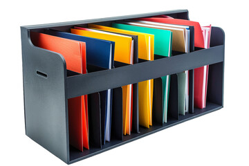 Organized Black Desk Holder With Files and Folders