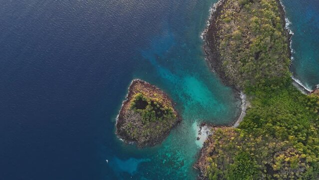 Exploring the Cousteau Reserve: Aerial Views of Marine Splendor in Guadeloupe, Captured in 60fps