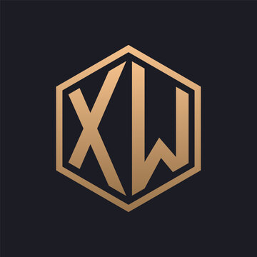 Elegant Hexagon Letter XW Logo Design. Initial Luxurious XW Logo Template