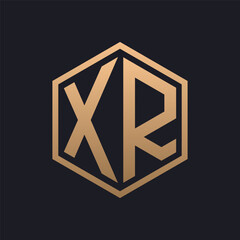 Elegant Hexagon Letter XR Logo Design. Initial Luxurious XR Logo Template