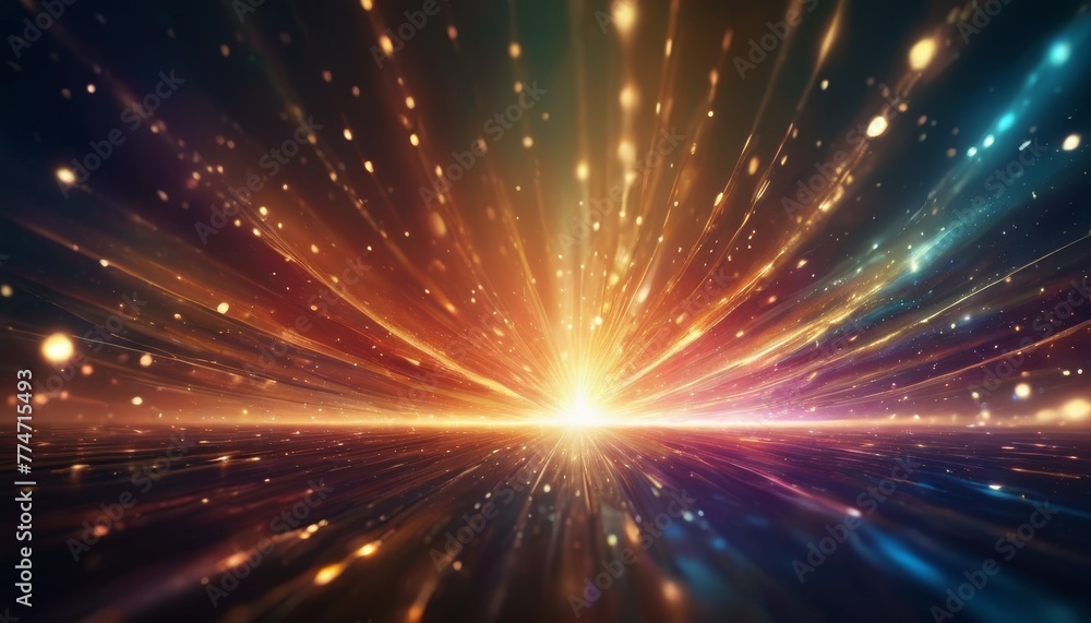 Poster an abstract visualization of a starry stream of light, capturing the essence of cosmic flow and cele