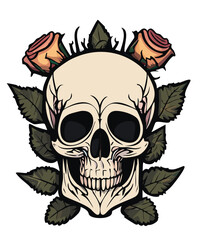 Skull and Crossbones Tattoo Vector Illustration on white Background