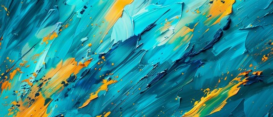 Abstract brush strokes, turquoise blue yellow palette, blended color swatches, grunge art, isolated design elements, vivid colors, creative background.