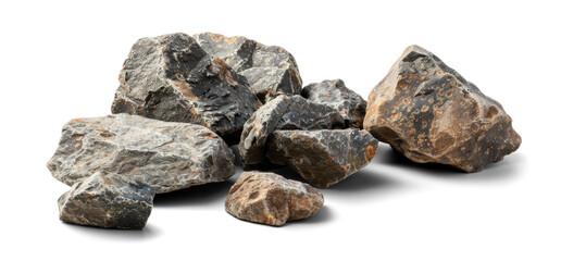 Varied Rock Stones on Transparent Background
