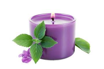 Purple Candle With Green Leaf