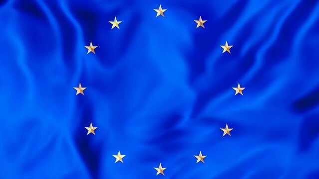 A vibrant depiction of the eu flag with golden stars against a blue backdrop. 3D illustration
