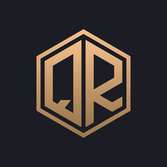 Elegant Hexagon Letter QR Logo Design. Initial Luxurious QR Logo Template
