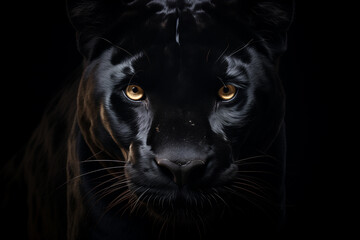 Close up on a black panther eyes on black - 774716255