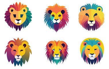 Abstract, minimal lion face with gradient-filled 