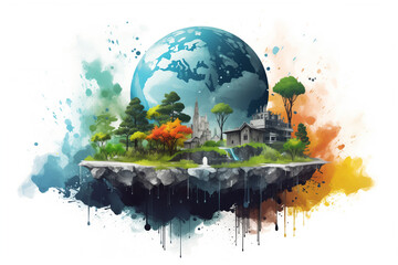 World environment and Earth Day concept with colorful globe and eco friendly enviroment. - 774716615