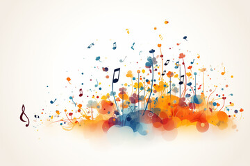 Abstract colorful music background with notes, music party background - 774717070