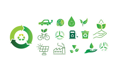 Ecology icons set. Environment icons collection. Eco green icons. Stock-Vector