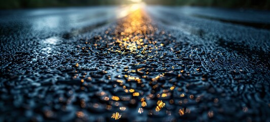 Glowing Roadway A Rainy Night's Reflection Generative AI - obrazy, fototapety, plakaty