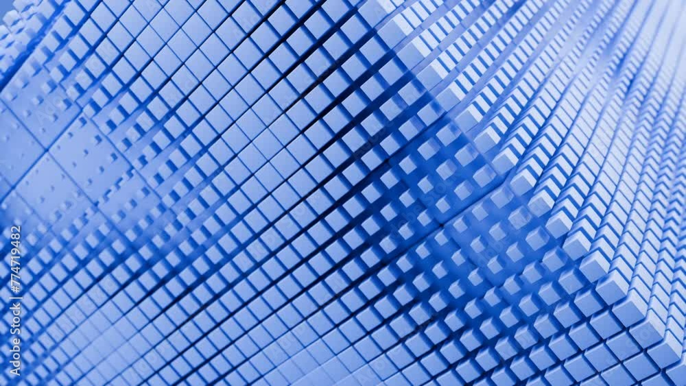 Poster 3d rendering abstract square animation with blue color. abstract art animation