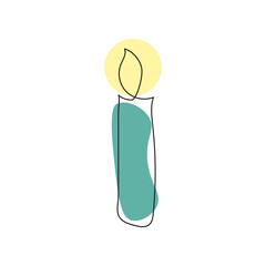 Candle, one line art, single, isolated. Transparent illustration.