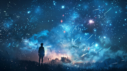 Fototapeta na wymiar Starry Night: A Celestial Symphony of Twinkling Stars