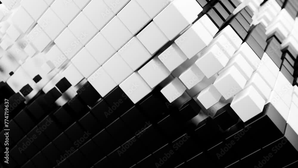 Poster abstract art animation with waving cube. 3d rendering abstract animation