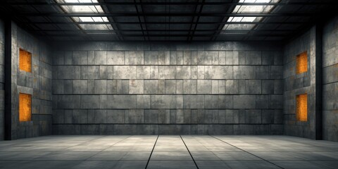 Within the cavernous interior of the warehouse, emptiness stretches as far as the eye can see, devoid of any stored items.