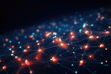 Fototapeta premium Technology grid, connection line, technology background design . Abstract technology background with connecting dots and lines, Ai generated