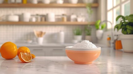 Baking soda remedy for heartburn, shown in a kitchen science 3D cartoon animation, fun and educational - obrazy, fototapety, plakaty