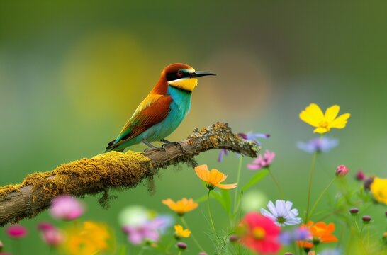 A Jewel in Bloom: Beeeater Among Wildflowers