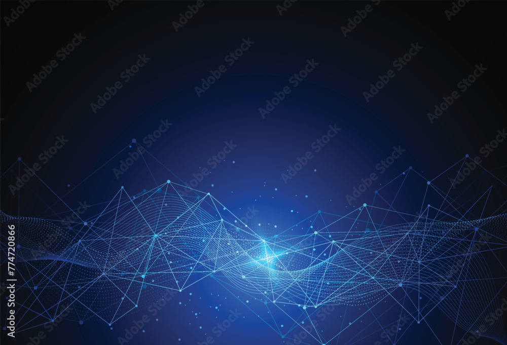 Aufkleber abstract concept of network technology. lines and dots connection background. geometric design. vect
