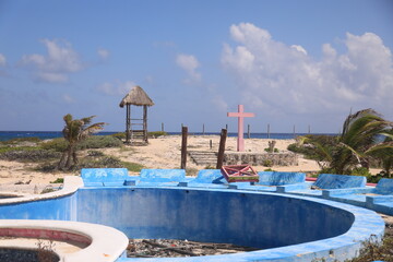 abandoned swimming pool in the resort