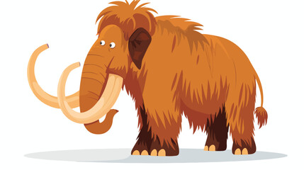 Cartoon mammoth isolated on white background Flat vector