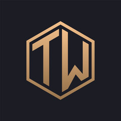 Elegant Hexagon Letter TW Logo Design. Initial Luxurious TW Logo Template