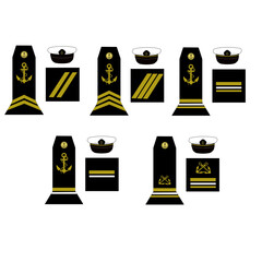 Ensemble des galons de l'armée de la marine nationale française: Sous-officier, officiers mariniers