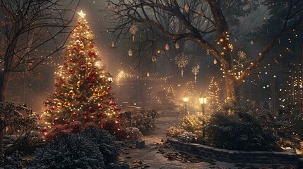 Fantasy Christmas Tree A Magical Winter Wonderland Generative AI