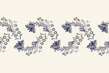 Ethnic Floral pattern vintage seamless embroidery white background. Ikat flower ditsy motif traditional. Aztec style abstract vector illustration vintage design for print template. - obrazy, fototapety, plakaty