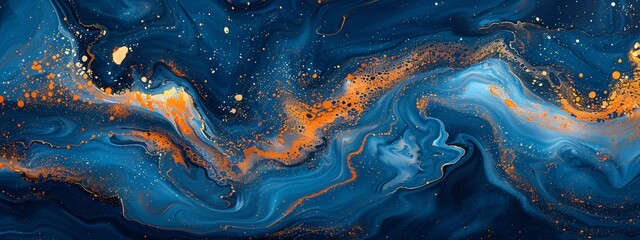 Glowing Abstract Artwork with Orange and Blue Hues Generative AI