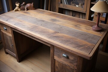 Reclaimed Wood Desk: Rustic Inspirational Writer�s Art Studio in Warm Tones