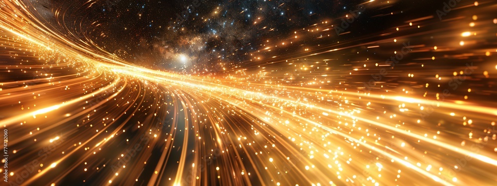 Poster glowing stream of light a celestial splash of fire and radiance generative ai