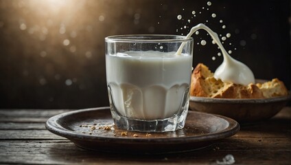 Splashed with a glass of milk, as milk day concept 