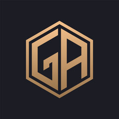 Elegant Hexagon Letter GA Logo Design. Initial Luxurious GA Logo Template